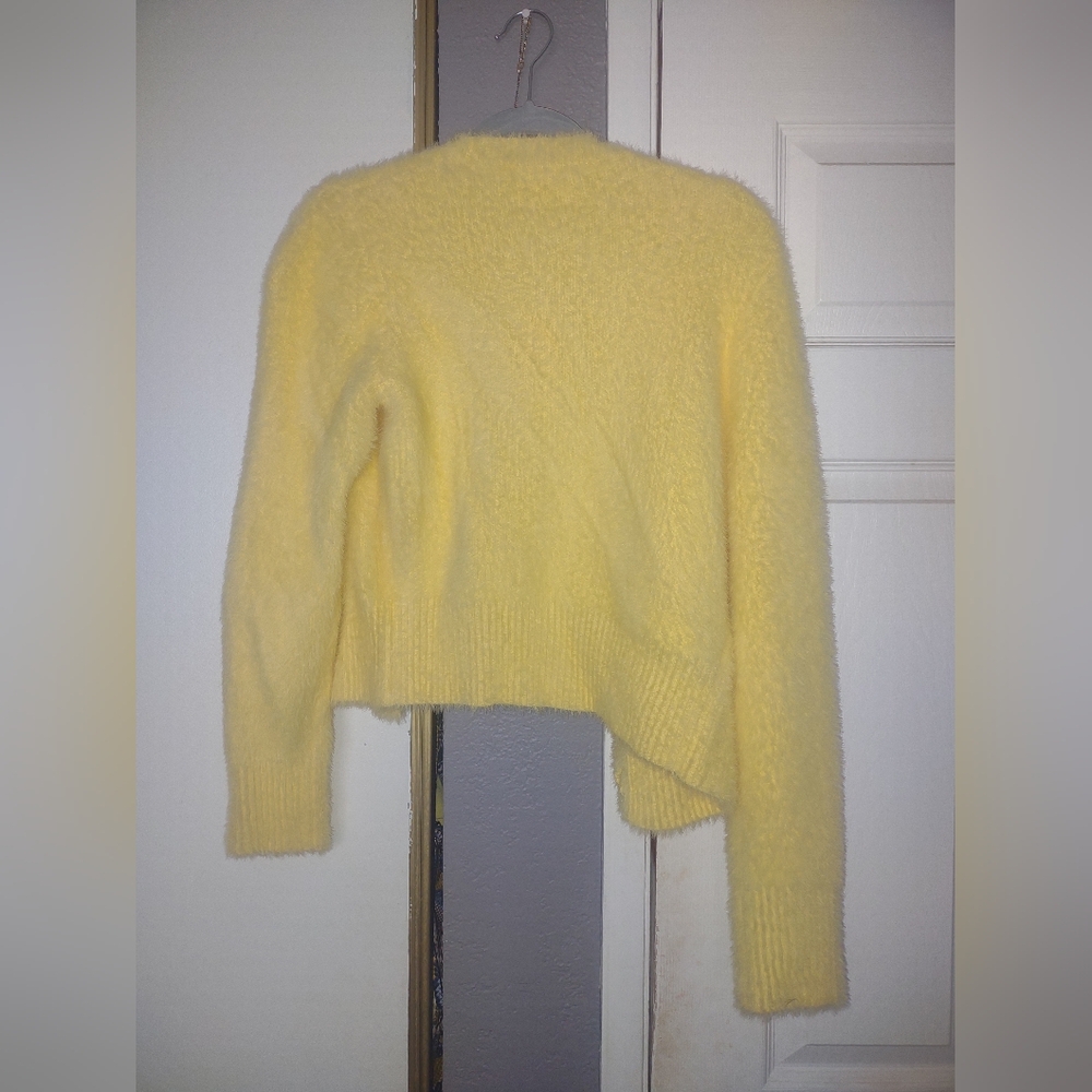 Soft Yellow Fuzzy Knit Cardigan - Picture 6 of 9